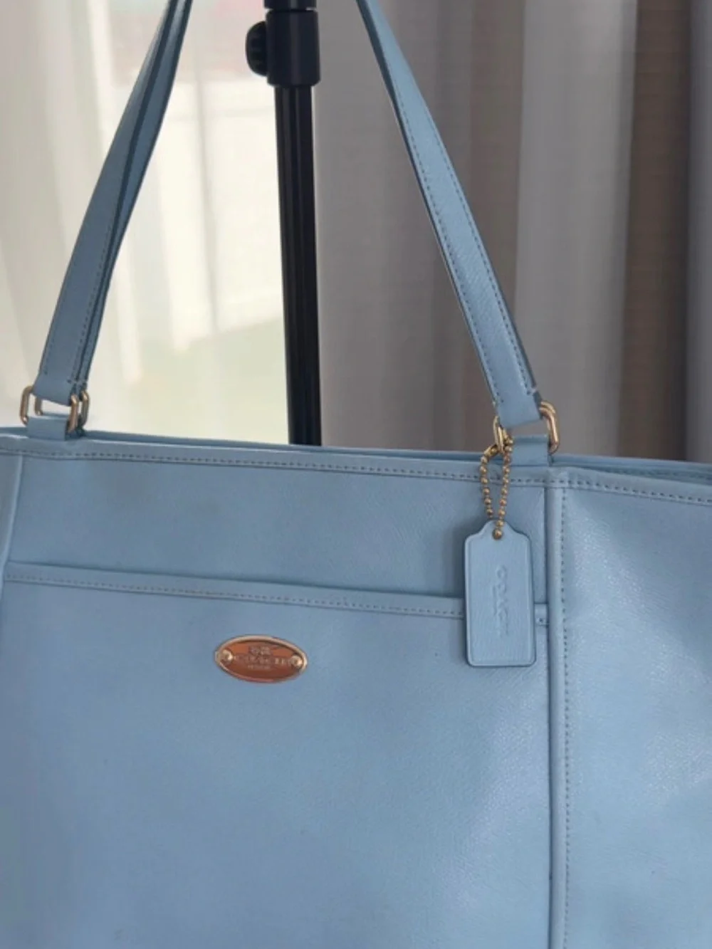 Coach Sky Blue Leather Tote with Gold Hardware (Project Bag)